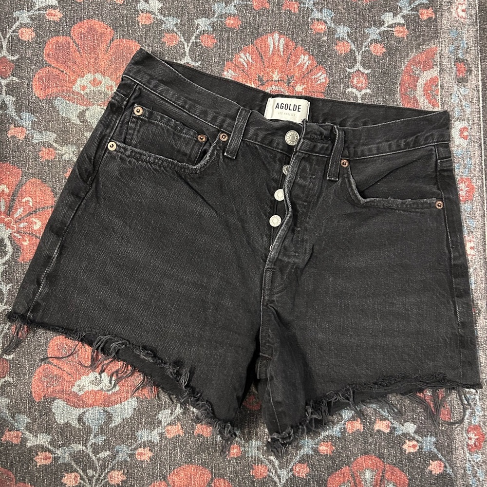 AGOLDE High-Rise Black Denim Cutoff Shorts- Women’s Size 26